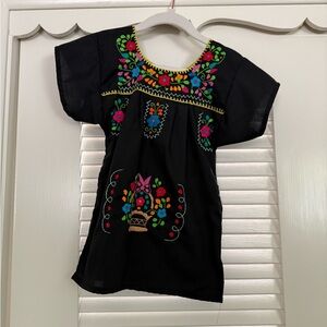 Black Embroidered Floral Top